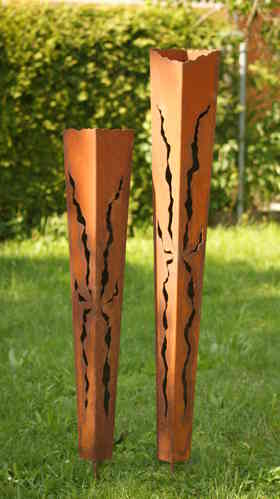 Gartenfackeln Rostsäulen 2 Fackeln 100 cm + 125 cm