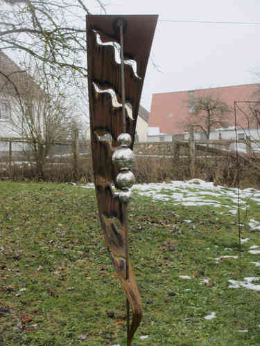 Moderner Roststab, Gartenstecker aus Rost 2 m