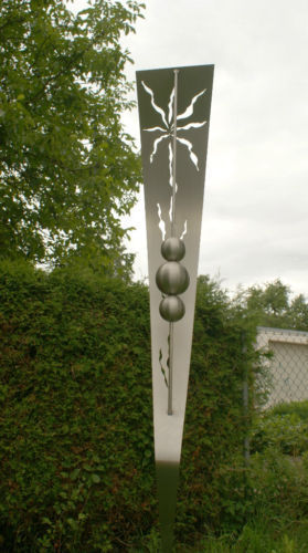 Edelstahl Skulptur Stab Sonne 200 cm