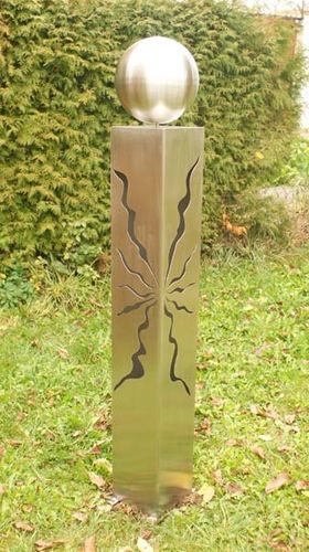 Gartendeko Edelstahlsäule 125 cm Risse Kugel