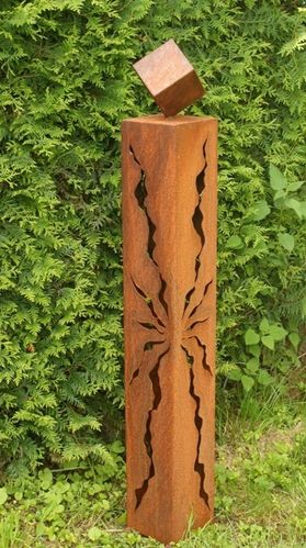 Gartendeko Rostsäule mit Würfel 100 cm